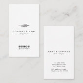 モダンでミニマルでエレガントな葉の白い及び灰色の垂直 名刺 (正面/裏面)