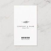 モダンでミニマルでエレガントな葉の白い及び灰色の垂直 名刺 (正面)