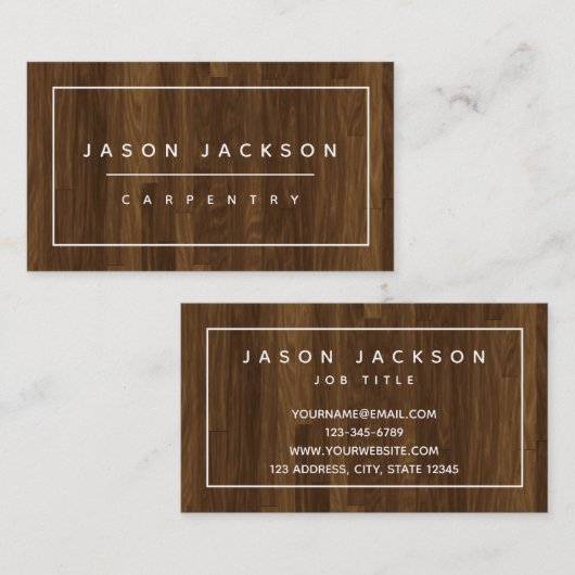 モダンでミニマルでフェイクな木製の建設業 名刺 (正面/裏面)
