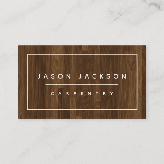 モダンでミニマルでフェイクな木製の建設業 名刺 (正面)