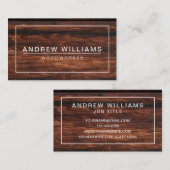 モダンでミニマルで暗い木製のWoodWorker 名刺 (正面/裏面)