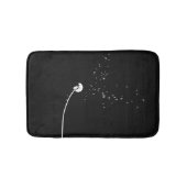 モダンでミニマルで黒く及び白いタンポポの花 バスマット (正面)