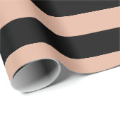 モダンでミニマルなほとんど杏子および黒のストライブ柄 ラッピングペーパー (ロールコーナー)