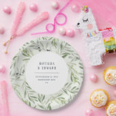 モダンでミニマルなオリーブの枝の群葉の結婚披露宴 ペーパープレート (パーティー)