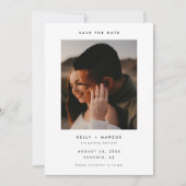 モダンでミニマルなオーダーメイドの2枚の写真の結婚式 セーブザデート (正面)