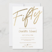 モダンでミニマルなゴールドフォトサプライズ50 招待状 (正面)