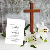 モダンでミニマルなスペイン語の洗礼証明書 招待状