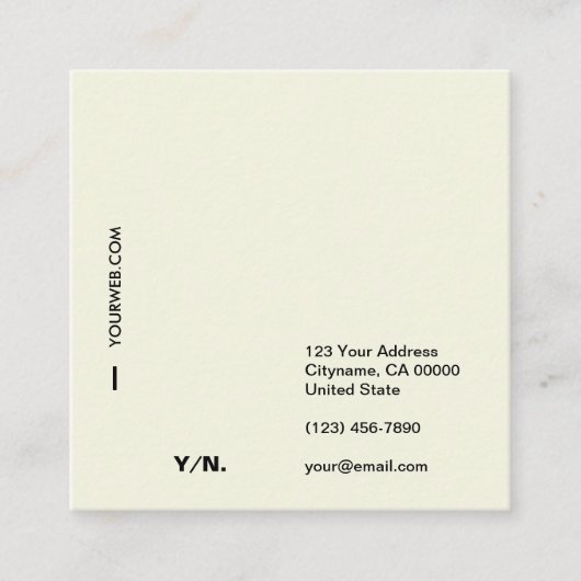 モダンでミニマルなタイポグラフィの正方形の名刺 スクエア名刺 (正面)