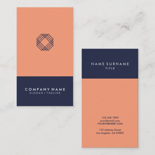 モダンでミニマルなタイポグラフィの真夜中の青い垂直 名刺 (正面/裏面)