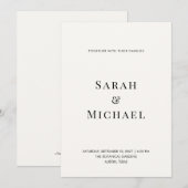 モダンでミニマルなタイポグラフィの結婚式招待状 招待状 (正面/裏面)