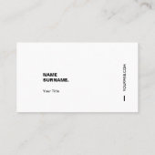 モダンでミニマルなタイポグラフィB&Wの名刺 名刺 (裏面)