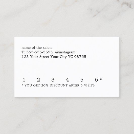 モダンでミニマルなターコイズのハートの美しい ロイヤリティカード (裏面)