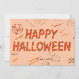 モダンでミニマルなハロウィンカード 招待状
