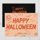 モダンでミニマルなハロウィンカード 招待状 (正面/裏面)