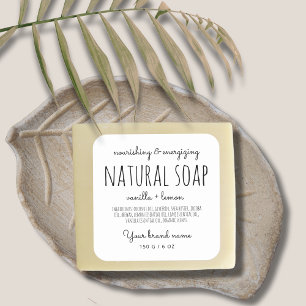 モダンでミニマルなパッケージデザインのシンプルな白い石鹸 スクエアシール