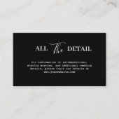 モダンでミニマルなブラックウェディングの詳細 エンクロージャーカード (正面)