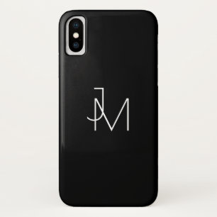 モダンでミニマルなモノグラムの黒及び白 iPhone X ケース