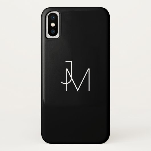 モダンでミニマルなモノグラムの黒及び白 Case-Mate iPhoneケース (裏面)