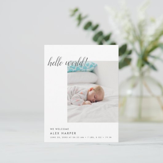 モダンでミニマルな写真のコラージュの誕生 案内ポストカード (スタンド正面)