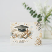 モダンでミニマルな卒業ポストカード ポストカード (スタンド正面)