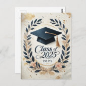 モダンでミニマルな卒業ポストカード ポストカード (正面/裏面)