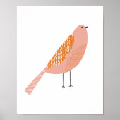 モダンでミニマルな手描きの鳥のアート ポスター (正面)