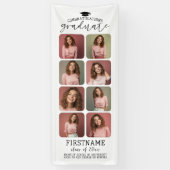 モダンでミニマルな白の卒業写真コラージュ8枚 横断幕 (縦)