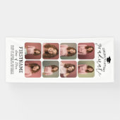 モダンでミニマルな白の卒業写真コラージュ8枚 横断幕 (横)