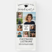 モダンでミニマルな白の卒業写真コラージュ8枚 横断幕 (縦)