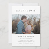 モダンでミニマルな白の2枚の写真の結婚式 セーブザデート (正面)