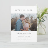 モダンでミニマルな白の2枚の写真の結婚式 セーブザデート (スタンド正面)