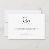 モダンでミニマルな細線体スクリプトのRSVPカード セーブザデート (正面)