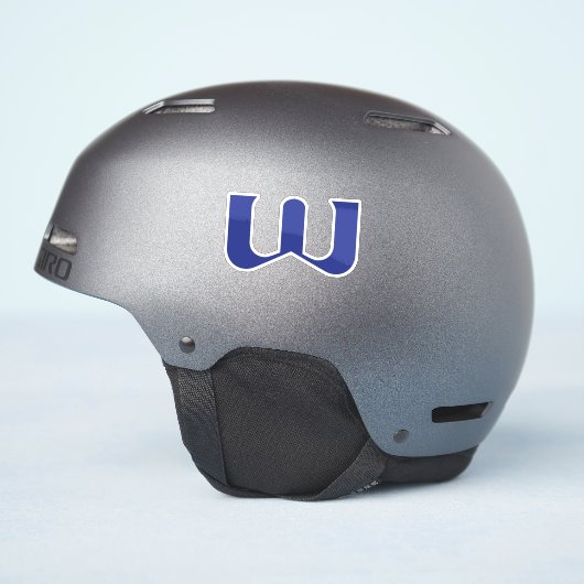 モダンでミニマルな青いWモノグラム シール (ヘルメット側面)