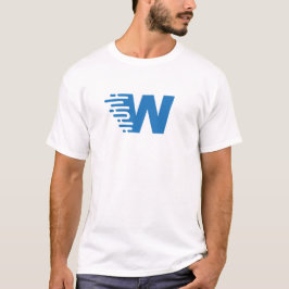 モダンでミニマルな青いWモノグラム Tシャツ