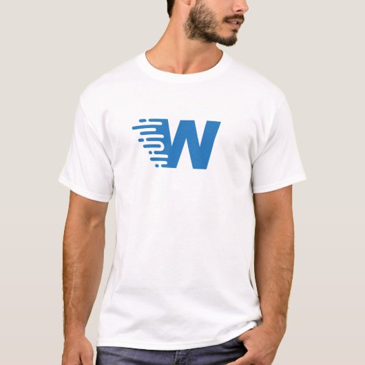 モダンでミニマルな青いWモノグラム Tシャツ (正面)