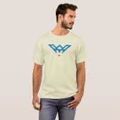 モダンでミニマルな青のWモノグラム Tシャツ (正面フル)