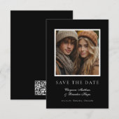 モダンでミニマルな黒と白のエレガントな写真 セーブザデート (正面/裏面)