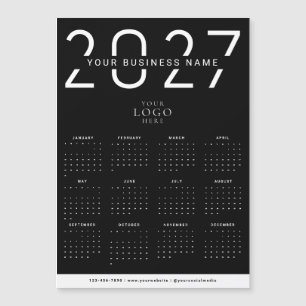 モダンでミニマルな2027年カレンダービジネスロゴマグネット