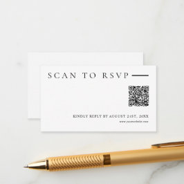 モダンでミニマルなQRコード ウェディング ウェブサイトRSVP エンクロージャーカード