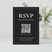 モダンでムーディな結婚式のQRコード付き返信ハガキ 出欠カード (スタンド正面)