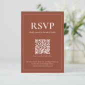モダンでムーディな結婚式のQRコード付RSVPカード 出欠カード (スタンド正面)