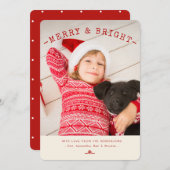 モダンでメリーで及び明るい赤|の白い写真カード シーズンカード (正面/裏面)