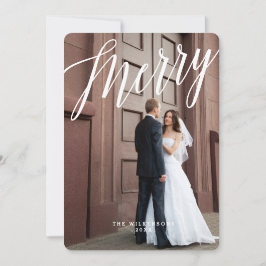 モダンでメリーで及び結婚したなクリスマスの写真カード シーズンカード (正面)