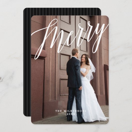 モダンでメリーで及び結婚したなクリスマスの写真カード シーズンカード (正面/裏面)