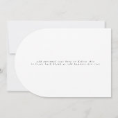 モダンでユニークなミニマルな写真を使った出生のお知らせ 招待状 (裏面)