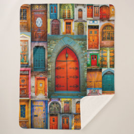 モダンでユニークなヴィンテージのドアの芸術の写真撮影 シェルパブランケット