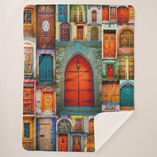 モダンでユニークなヴィンテージのドアの芸術の写真撮影 シェルパブランケット (正面)