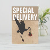 モダンでユーモアのあるコウテイヘン おしゃれなベビーシャワー招待状 (スタンド正面)