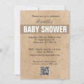 モダンでユーモアのあるコウテイヘン おしゃれなベビーシャワー招待状 (裏面)