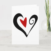 モダンでロマンチックな赤と黒のアブストラクトハート カード (正面)
